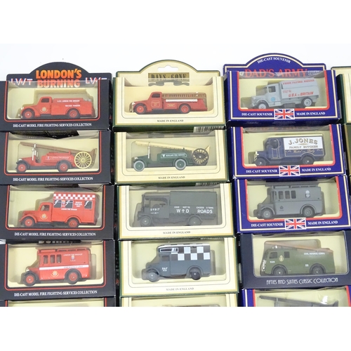 961 - Toys: A quantity of assorted die cast scale model vehicles to include Lledo Days Gone 1939 Ford Fire... 