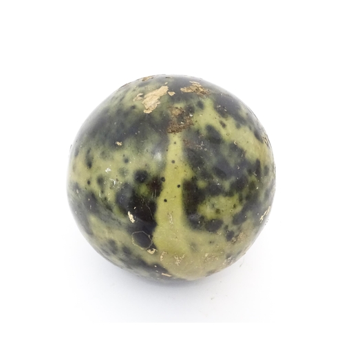 1105 - Natural History / Geology Interest: A large polished hardstone specimen sphere, possibly green pyrit... 