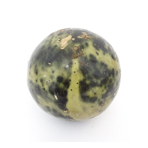 1105 - Natural History / Geology Interest: A large polished hardstone specimen sphere, possibly green pyrit... 