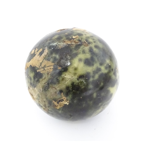 1105 - Natural History / Geology Interest: A large polished hardstone specimen sphere, possibly green pyrit... 