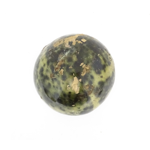 1105 - Natural History / Geology Interest: A large polished hardstone specimen sphere, possibly green pyrit... 