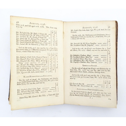 2070 - Book: An Historical List of Horse-Matches Run, and plates and prizes run for in Great Britain and Ir... 