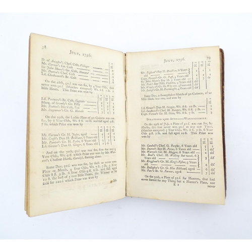 2070 - Book: An Historical List of Horse-Matches Run, and plates and prizes run for in Great Britain and Ir... 