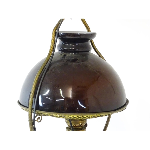 1409 - A Hinks & Son hanging pendant oil lamp. Together with another. Largest approx. 18