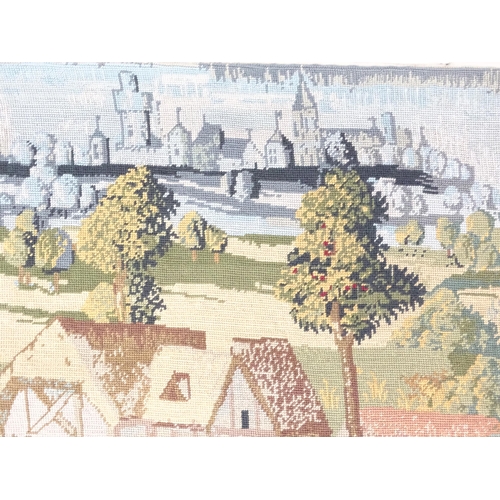 2164 - Two 20thC Continental tapestries one depicting sheep grazing with town beyond, the other depicting a... 