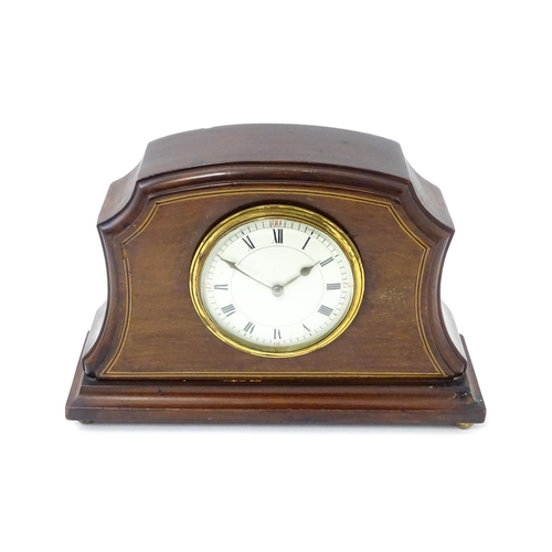 1435 - An early 20thC French mahogany cased mantle clock with white enamel dial and movement by Duverdry & ... 