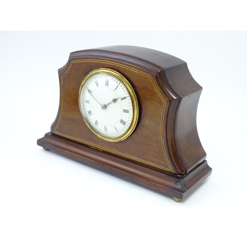 1435 - An early 20thC French mahogany cased mantle clock with white enamel dial and movement by Duverdry & ... 