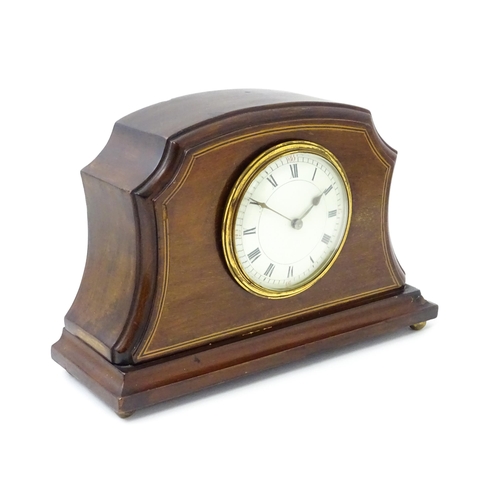 1435 - An early 20thC French mahogany cased mantle clock with white enamel dial and movement by Duverdry & ... 