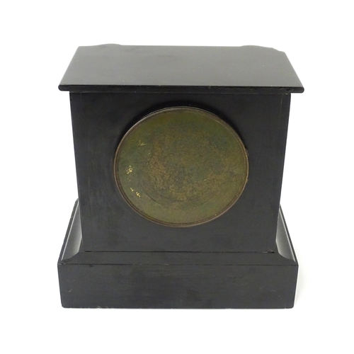 1438 - A late 19thC / early 20thC  French Black Slate mantle clock / timepiece by Richard et Cie, with whit... 