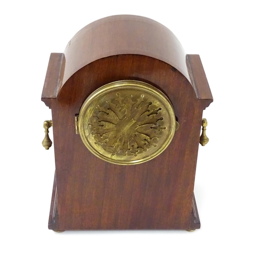 1440 - A late 19thC / early 20thC German mahogany cased mantel clock by Philipp Haas & Sohne. The case with... 