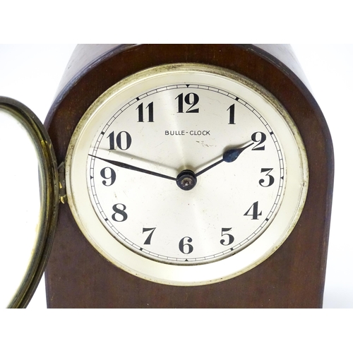 1444 - Bulle - Clock : A French Art Deco mahogany cased electric mantel clock by Bulle. model XC.  Approx. ... 