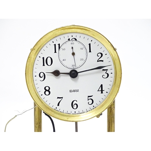 1456 - An American electric mantel clock by Barr , the dial with subsidiary seconds dial and signed Barr, B... 