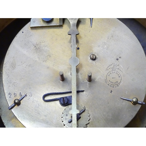 1457 - A 19thC French alabaster drum head clock by Farcot, Paris,  with Roman chapter ring and visible esca... 