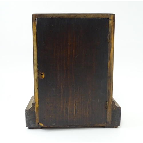 1466 - A 20thC oak cased mantle clock bearing label for Camerer, Kuss & Co.  Approx. 9 1/4