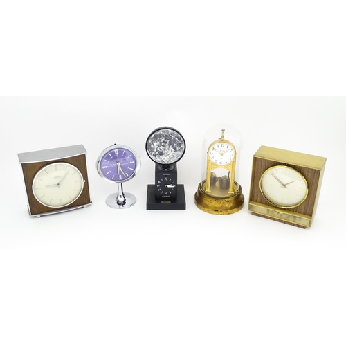 1474 - Assorted mantle clocks to include a WestClox Big Ben Repeater, a Junghans electro-gong, Galilea Moon... 