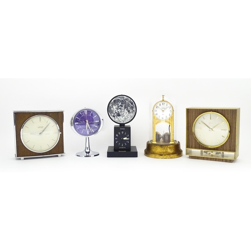 1474 - Assorted mantle clocks to include a WestClox Big Ben Repeater, a Junghans electro-gong, Galilea Moon... 