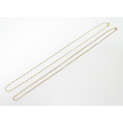 734A - Two 9ct gold chain necklaces. Each approx. 18