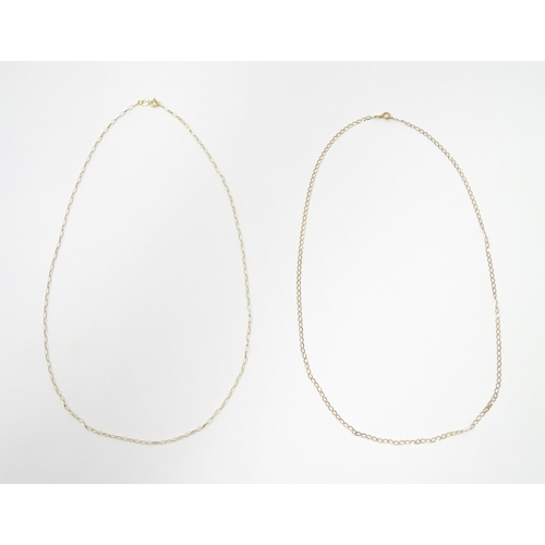 734A - Two 9ct gold chain necklaces. Each approx. 18