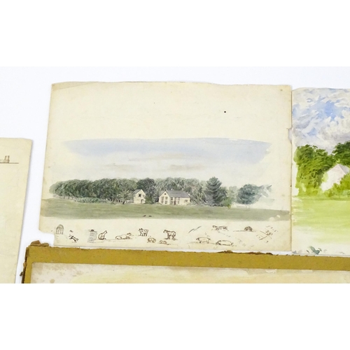 1915 - A quantity of assorted watercolours, prints and engravings to include a monochrome watercolour In th... 