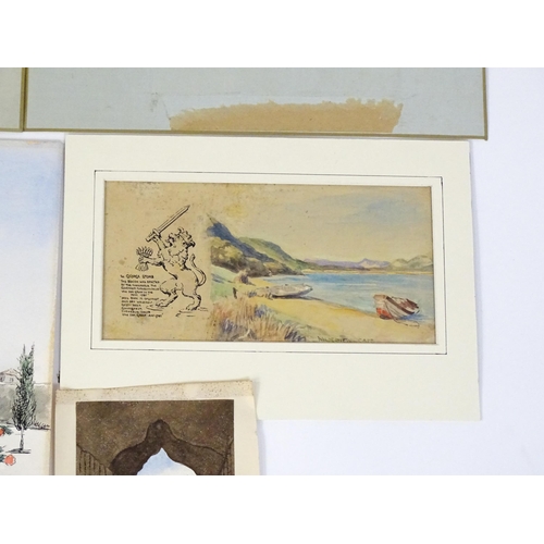 1915 - A quantity of assorted watercolours, prints and engravings to include a monochrome watercolour In th... 