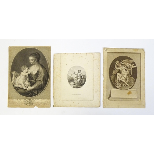 1918 - Three 18thC Bartolozzi engravings to include Van Dyke's Wife Daughter of Earl Gowry; the personifica... 