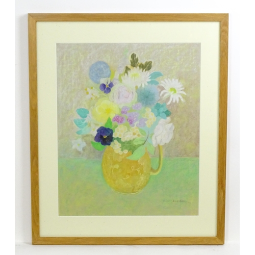 1925 - Ruth Burden (1925-2011), Pastel, Flowers in an ochre jug. Signed lower right and titled verso. Appro... 