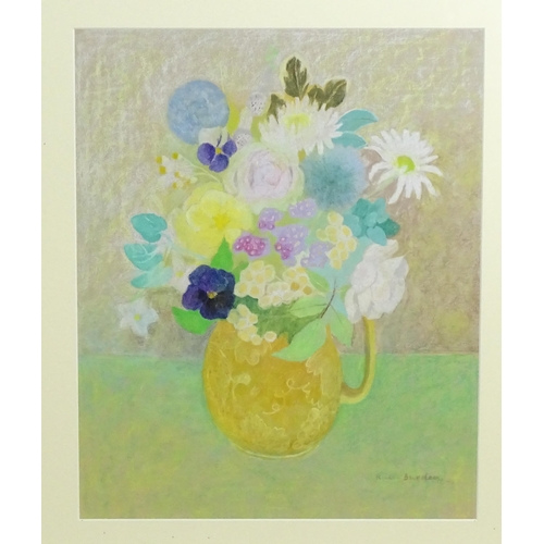 1925 - Ruth Burden (1925-2011), Pastel, Flowers in an ochre jug. Signed lower right and titled verso. Appro... 