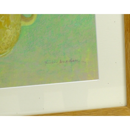 1925 - Ruth Burden (1925-2011), Pastel, Flowers in an ochre jug. Signed lower right and titled verso. Appro... 