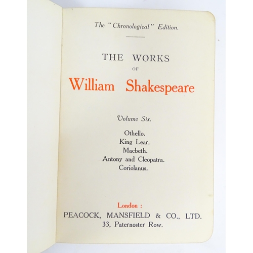 2093 - Books: The Chronological Shakespeare, volumes 1 - 8. Published by Peacock, Mansfield & Co. Ltd. Lond... 