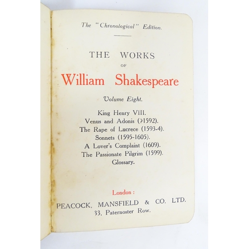 2093 - Books: The Chronological Shakespeare, volumes 1 - 8. Published by Peacock, Mansfield & Co. Ltd. Lond... 