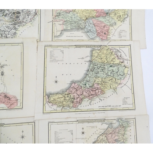 2116 - Maps: A quantity of assorted engraved and hand coloured maps to include Northamptonshire, Nottingham... 