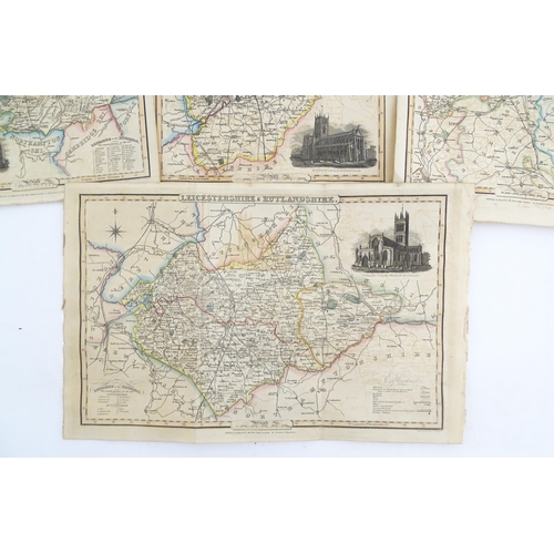 2116 - Maps: A quantity of assorted engraved and hand coloured maps to include Northamptonshire, Nottingham... 