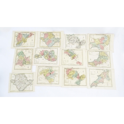 2116 - Maps: A quantity of assorted engraved and hand coloured maps to include Northamptonshire, Nottingham... 