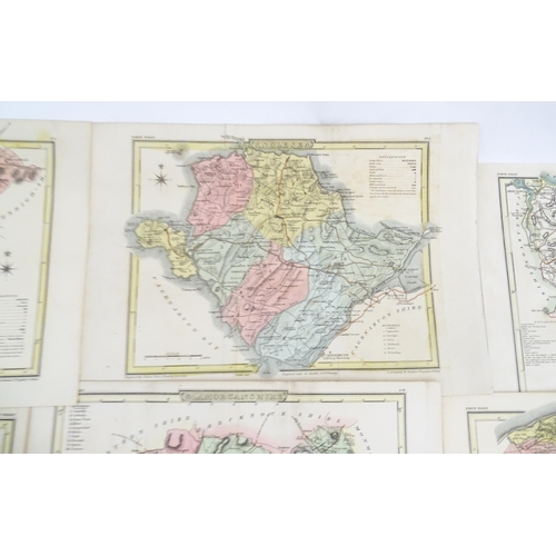 2116 - Maps: A quantity of assorted engraved and hand coloured maps to include Northamptonshire, Nottingham... 