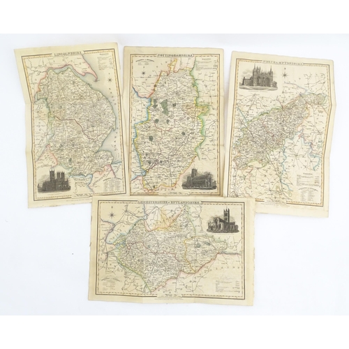 2116 - Maps: A quantity of assorted engraved and hand coloured maps to include Northamptonshire, Nottingham... 