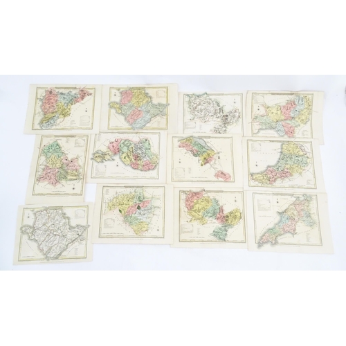 2116 - Maps: A quantity of assorted engraved and hand coloured maps to include Northamptonshire, Nottingham... 