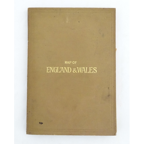 2120 - Maps: A 20thC Map of England and Wales on two folding cloth sheets North Sheet and South Sheet, with... 