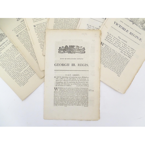 2127 - Three assorted 19thC Act of Parliament documents comprising George III 1808, Victorian 1866 & 1867. ... 