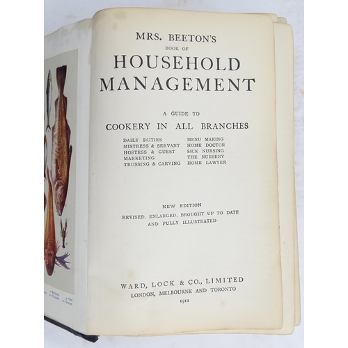 1997 - Books: A quantity of books comprising Mrs Beeton's Book of Household Management, 1912; Beeton's Ency... 