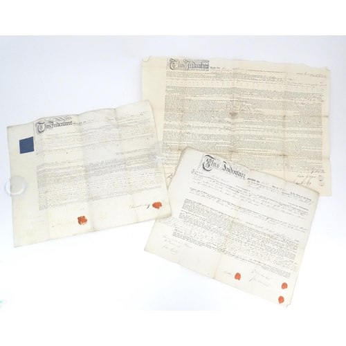 2134 - Three 18thC and later Irish indentures to include a 1796 document relating to renting in County Tyro... 