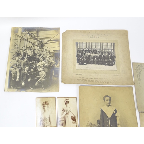 2141 - A quantity of assorted early 20thC French photographs to include studio portraits of Emilienne d'Ale... 