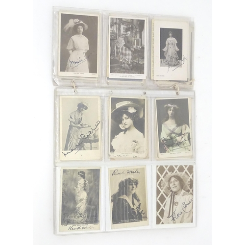 2142 - A quantity of early 20thC and later carte de visite type photographic theatre postcards many of youn... 