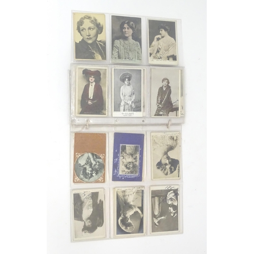 2142 - A quantity of early 20thC and later carte de visite type photographic theatre postcards many of youn... 