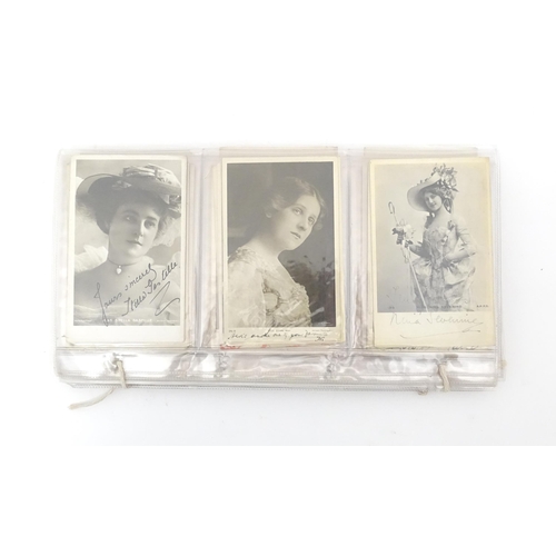 2142 - A quantity of early 20thC and later carte de visite type photographic theatre postcards many of youn... 