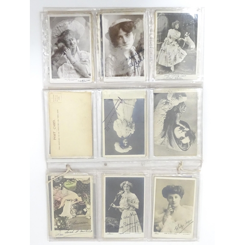 2142 - A quantity of early 20thC and later carte de visite type photographic theatre postcards many of youn... 