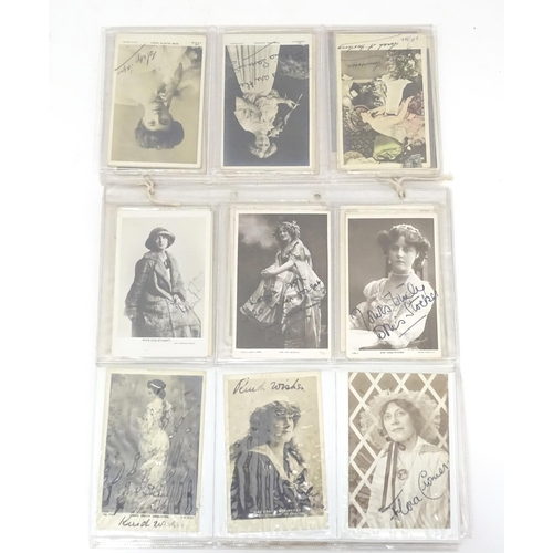 2142 - A quantity of early 20thC and later carte de visite type photographic theatre postcards many of youn... 