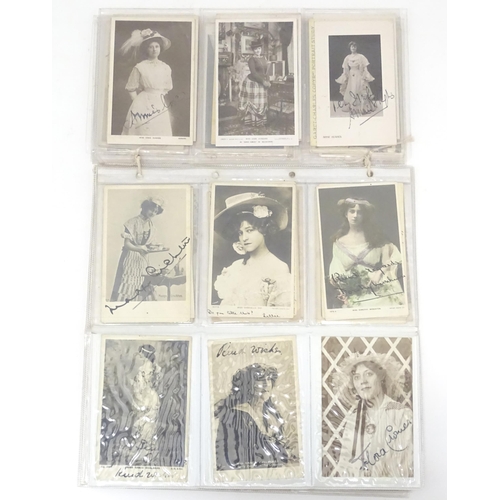 2142 - A quantity of early 20thC and later carte de visite type photographic theatre postcards many of youn... 