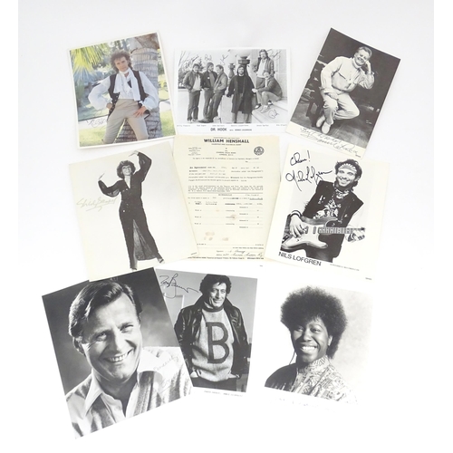 2143 - A quantity of signed photographs with autograph signatures to include Shirley Bassey, Nils Lofgren, ... 