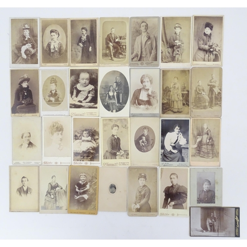 2145 - A quantity of assorted 19thC carte de visite photographs to include men, women and children. Various... 