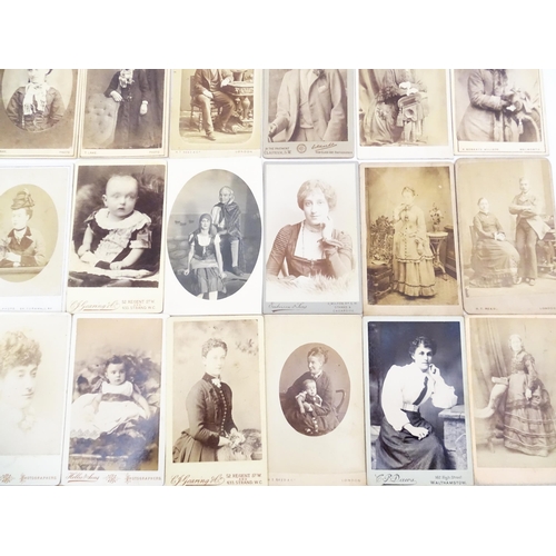 2145 - A quantity of assorted 19thC carte de visite photographs to include men, women and children. Various... 